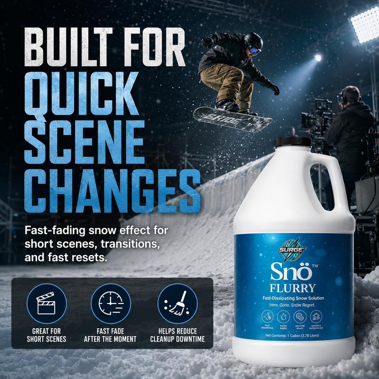 SurgeFX Snow Machine Fluid – Quick Dissipating Extra Dry Formula Snow Juice for Fake Snow Machines & Indoor/Party Snow Makers, 1 Gallon