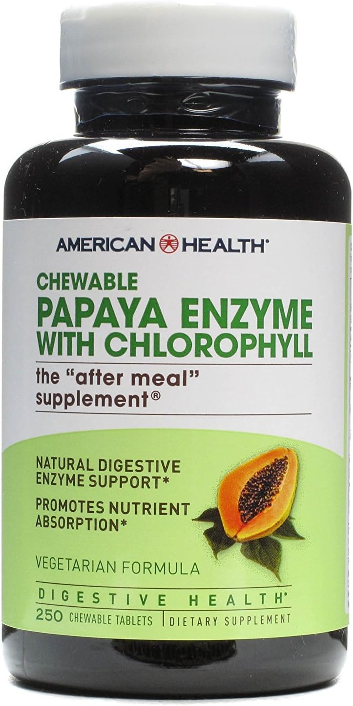American Health Papaya Enzyme Chewable Tablets - 250 Count, Original Formula For Digestive Support