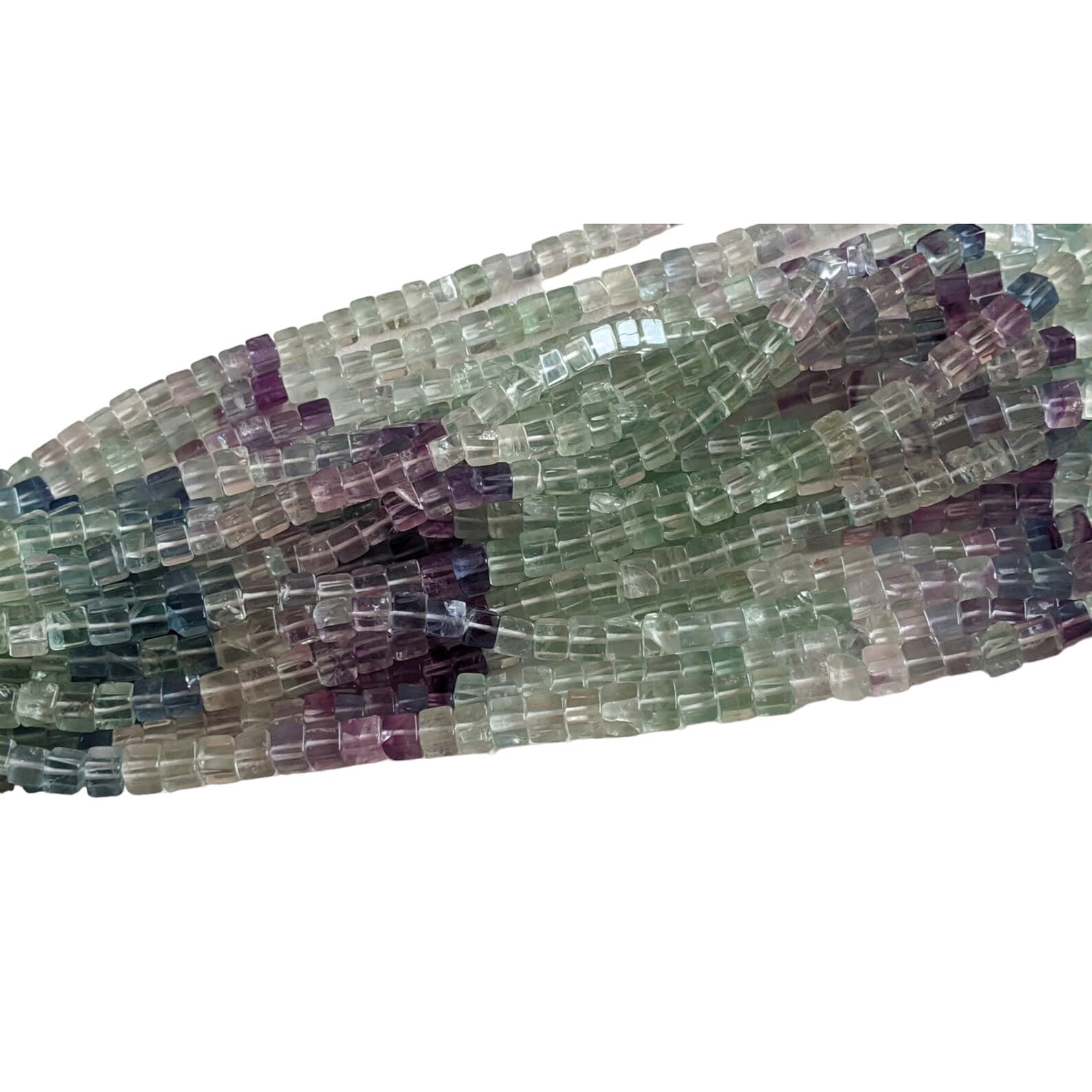 4-5 mm fluorytowe zwykłe koraliki w pudełku, naturalne koraliki z wielu fluorytów w kostce, wielofluorytowe kwadratowe koraliki do biżuterii (1 nitka - 5 nitek) - AAG98, 16 cali, 1 nitka
