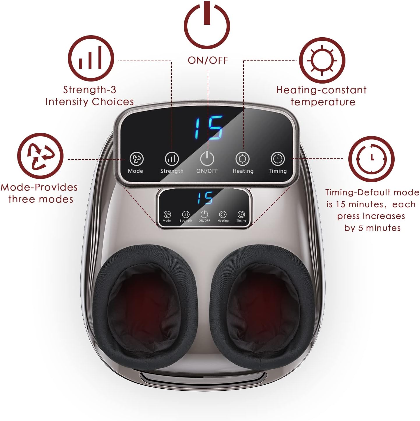 Electric Foot Massager, Shiatsu Kneading Foot Massager Machine with Heat Relieve Foot Pain and Improve Blood Circulation for Home Office Use : Health & Household