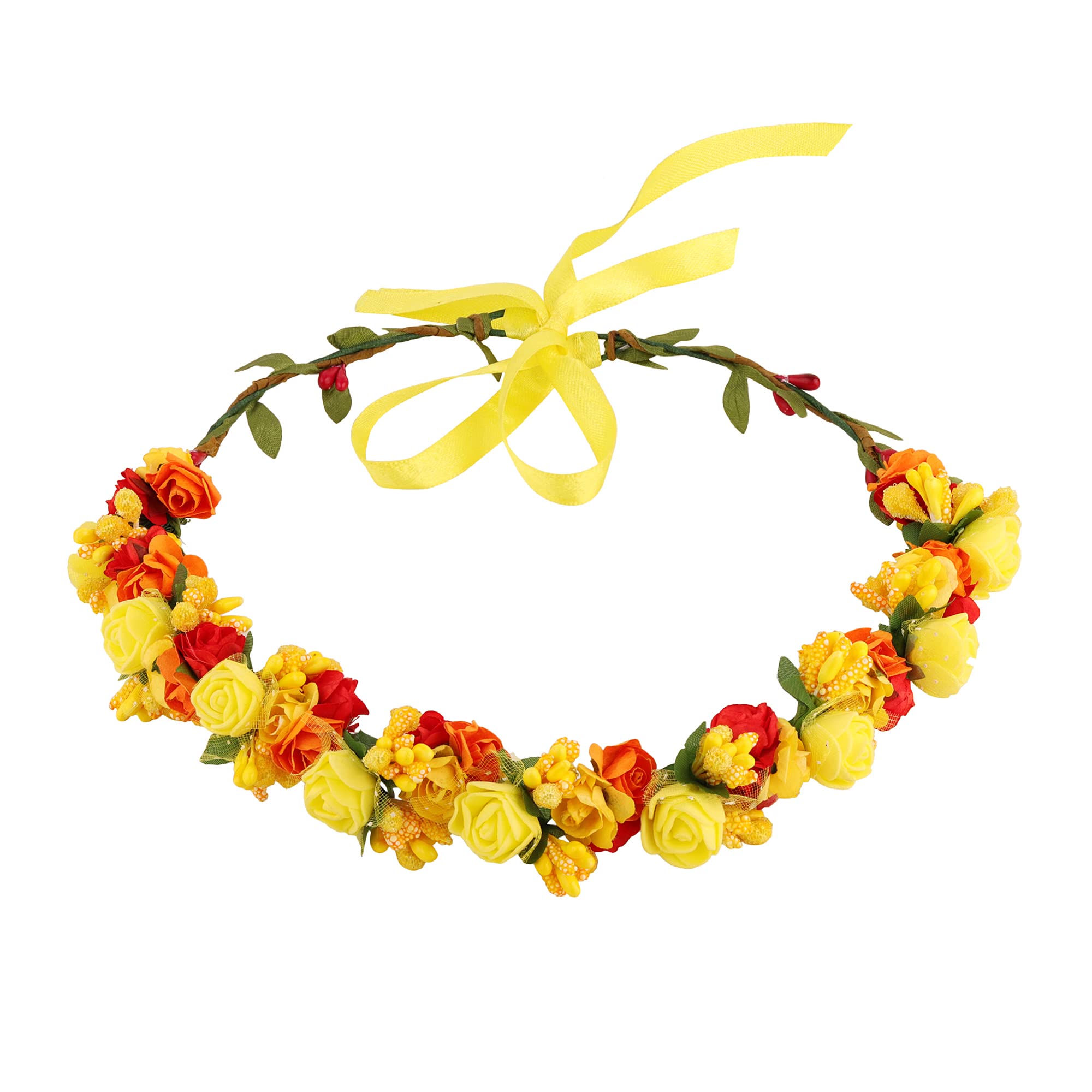 sanjogAdjustable Multicolor Fabric Soft Stic Floral Handmade Tiara for Kids