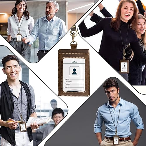 Vista 160 de Boshiho. Funda vertical, de piel, para tarjeta de identificación con cordón resistente., Bolso