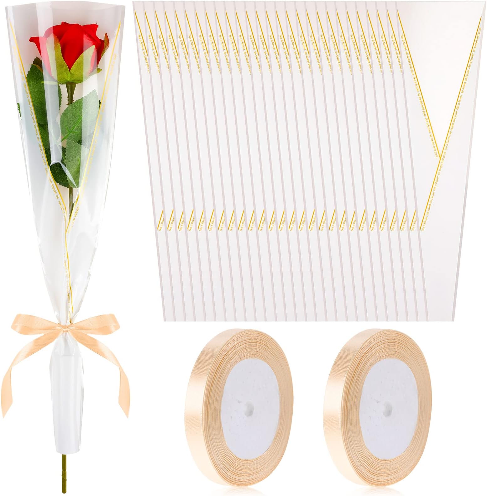 BEISHIDA 100 PCS Single Rose Sleeve Single Flower Wrapping
