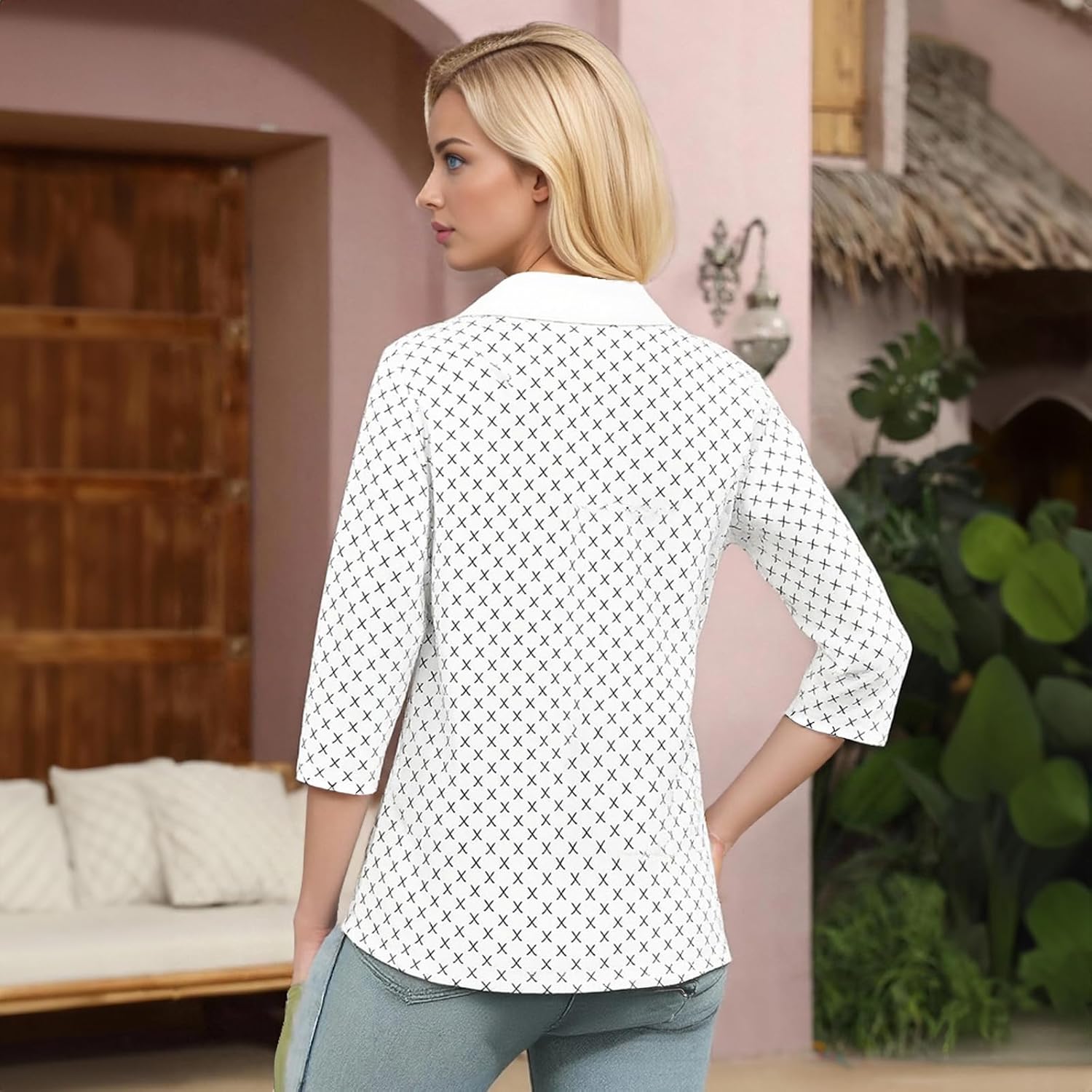 Women's Golf Shirts Long Sleeve V Neck UPF50+ Quick Dry Collared Workout Tops Casual Tennis Polo Shirts for Women - Image 3