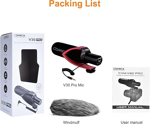 Miniatura 7 de comica Micrófono de cámara CVM-V30 PRO Micrófono de video con interfaz de 0.138 in, videocámara de entrevista para Canon Nikon Sony Panasonic Fuji