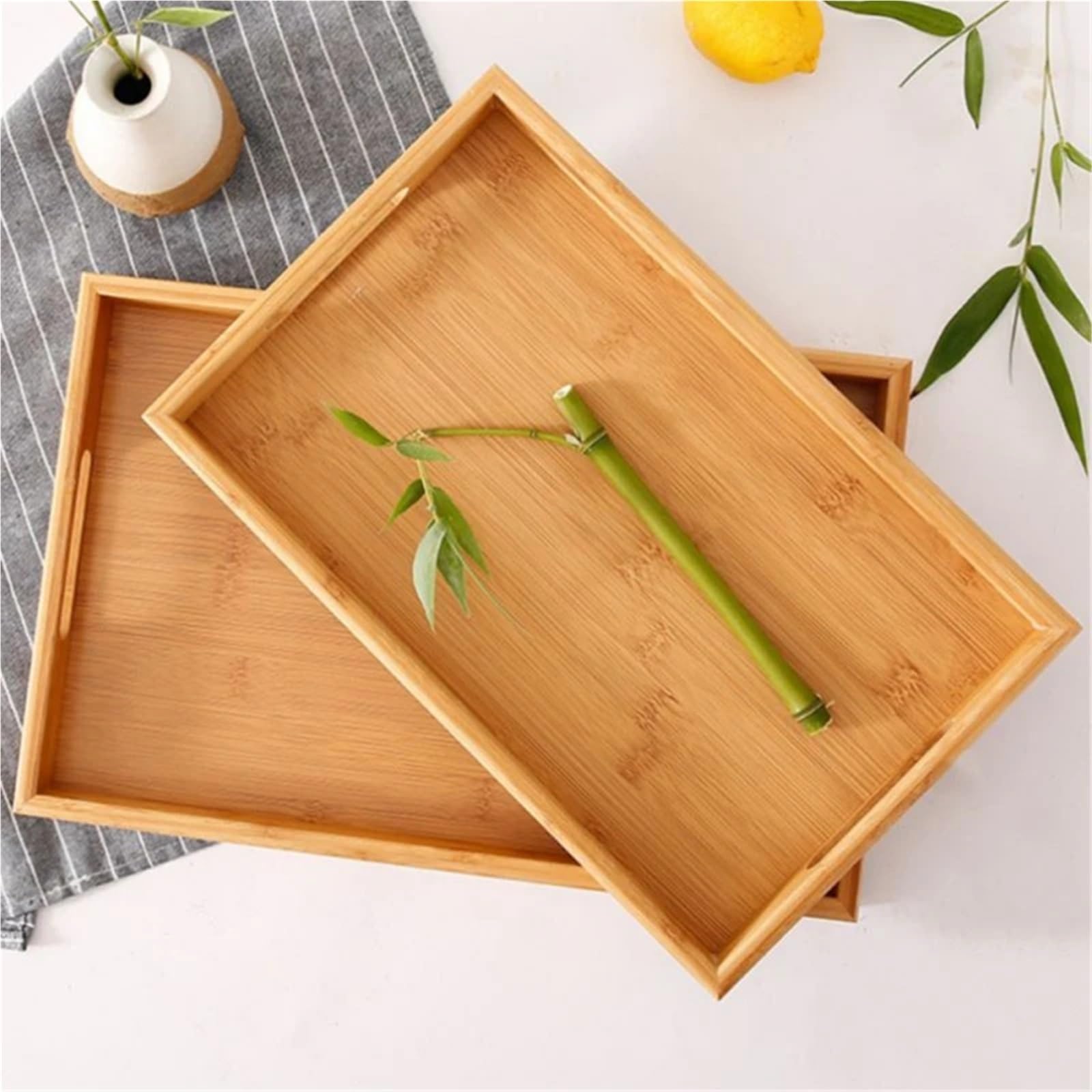 Bandeja organizadora para Servir, Bandeja de Almacenamiento con Asas para Cubiertos, cucharas, Utensilios de Cocina y teteras (Caqui, 38 x 25 x 5 cm)