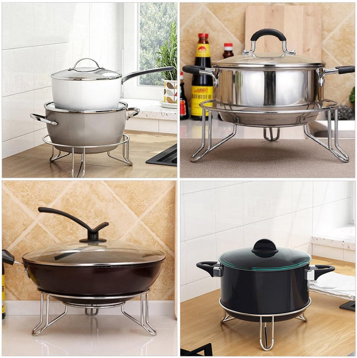 Stainless Steel Steam Rack Round Pot Rack for Kitchen Plates image 5