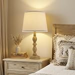 GyroVu Lamps for Bedroom, 20.5" Beside Lamps Set of 2, Farmhouse Nightstand Lamp with Linen Fabric Lampshade, Rotary Switch, Table Lamp for Living Room Bedroom Office (Brown)