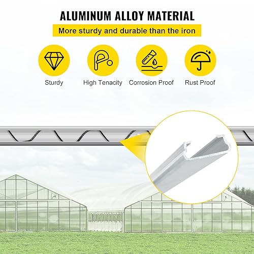 Vista 3 de VEVOR Greenhouse Spring Wire and Lock Channel 50 Packs, 6.56 ft PE Coated Aluminum Alloy Bundle Kit, Plastic Poly Film or Shade Cloth Attachment