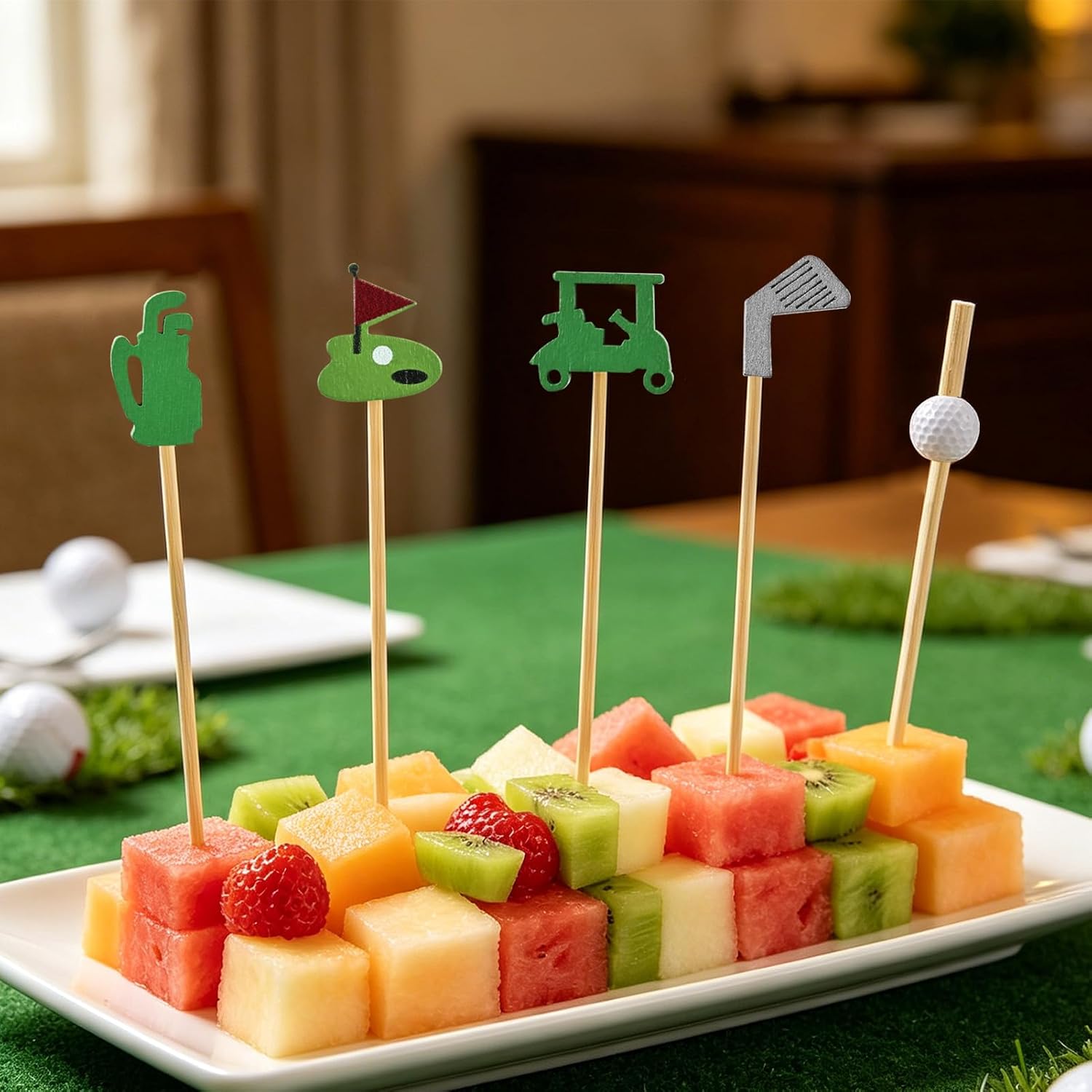 200Pcs Golf Cocktail Picks,4.7 Inch Fancy Toothpicks for Appetizers Sandwich Fruit Skewers for Sports Catered Events Buffet Party Supplies