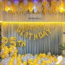 Flyloons Silver and Gold Happy Birthday Decoration Kit with Golden Happy Birthday Banner, Golden balloons Silver balloons,Glue dots for decoration, birthday decoration for girls boys Husband wife gallery image