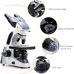 SWIFT SW380B Recherche sur les microscopes à composés binoculaires 40X-2500X, Focusing ultra-précis, Tête Siedentopf,Scène mécanique, Condenseur d'abbé