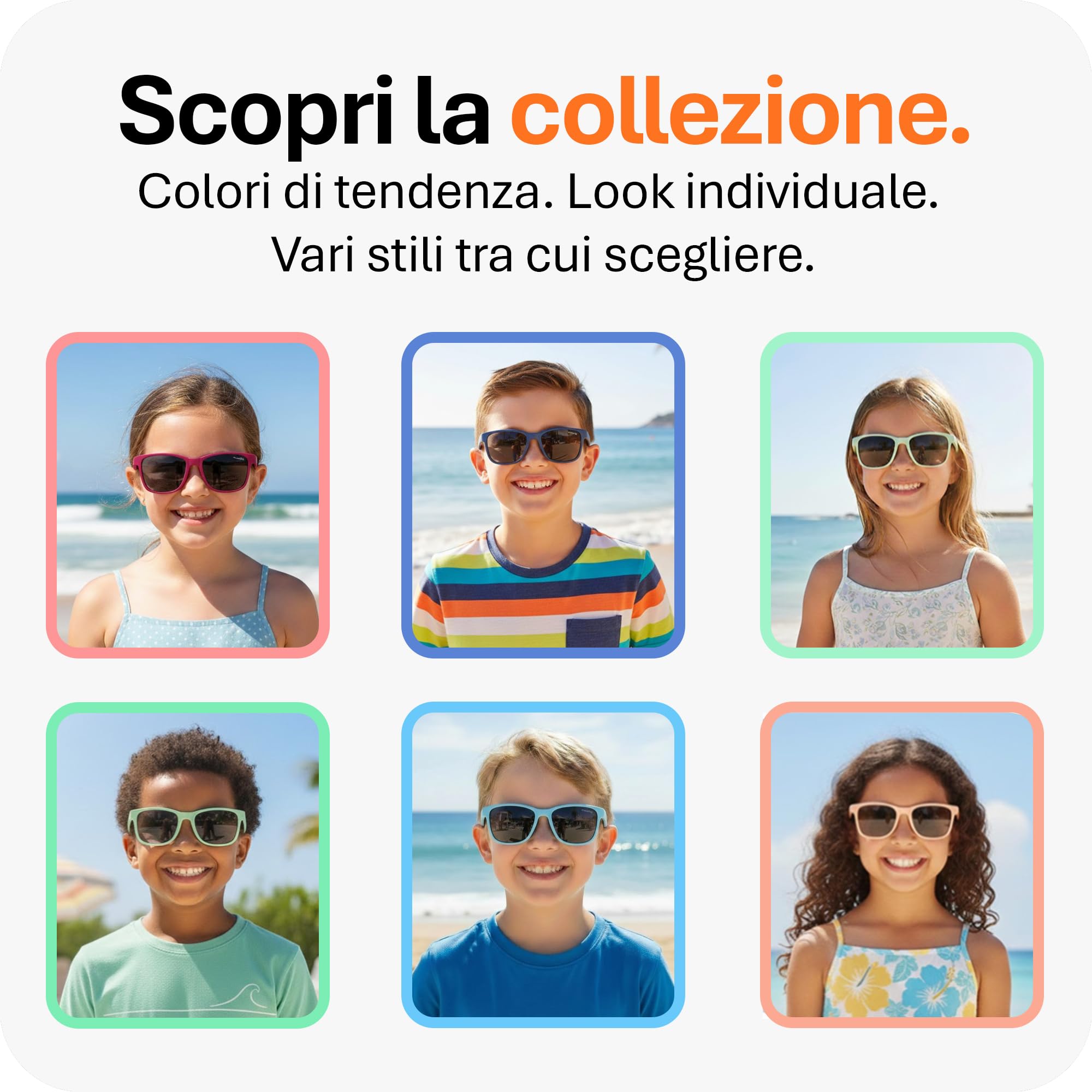 Mausito Occhiali da Sole Bambini (3-6/6-9/9-14 Anni) UV400 & Lenti di Categoria 3 | Aste Flessibili e liviane in TPEE & Policarbonato | Design Europeo