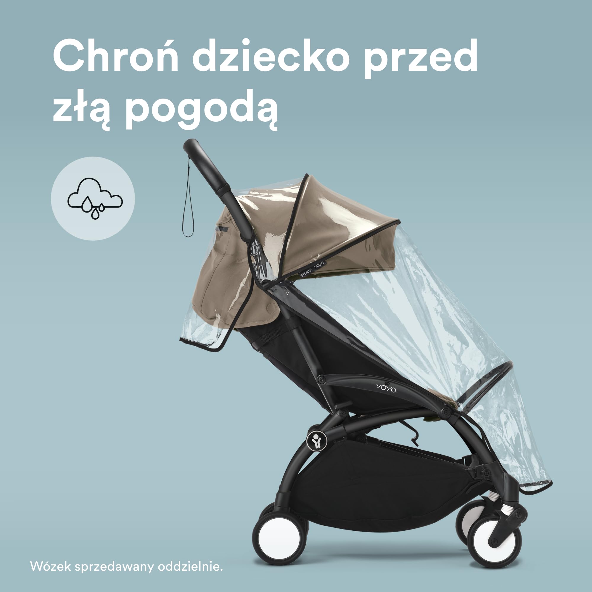 Osłona przeciwdeszczowa Stokke YOYO 6+ - wodoszczelna konstrukcja z materiału niezawierającego PVC - łatwa w montażu na wózku YOYO