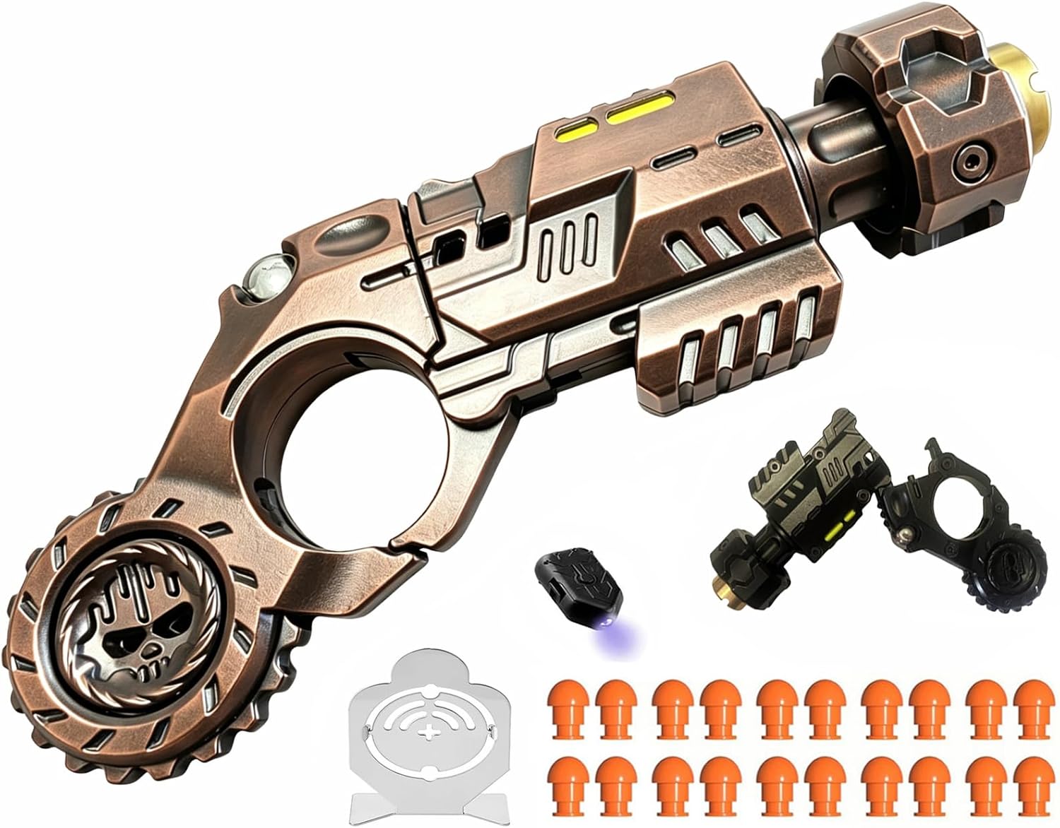Metal Fidget Toys Gun for Adults, Spinner Gun Cool Novelty Fidget Toys,Alloy Metal Stress Relief Toy, 4.72-Inch Multifunctional Stress-Relief Toy EDC Anxiety Relief Gadget