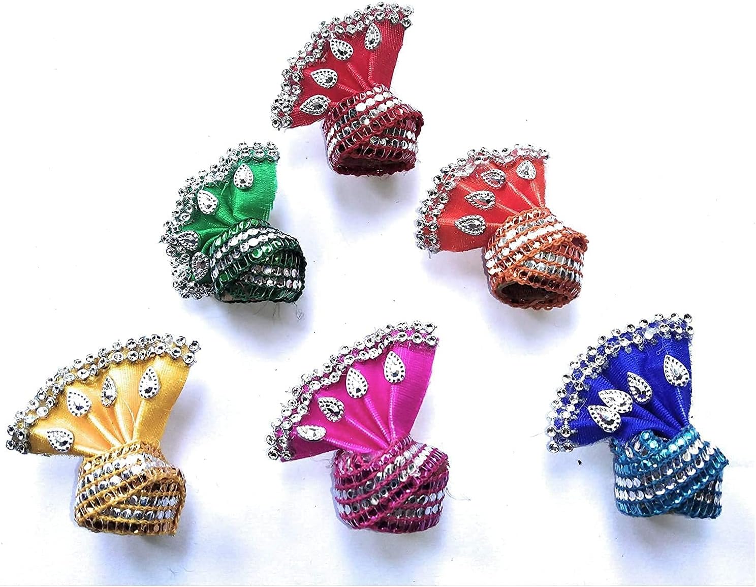 SKYSHOPPINGHUB Laddu Gopal Pagri Mukut God Krishna Ladoo Gopal (Size 1 No) Pack of 6 Multicolor & Design