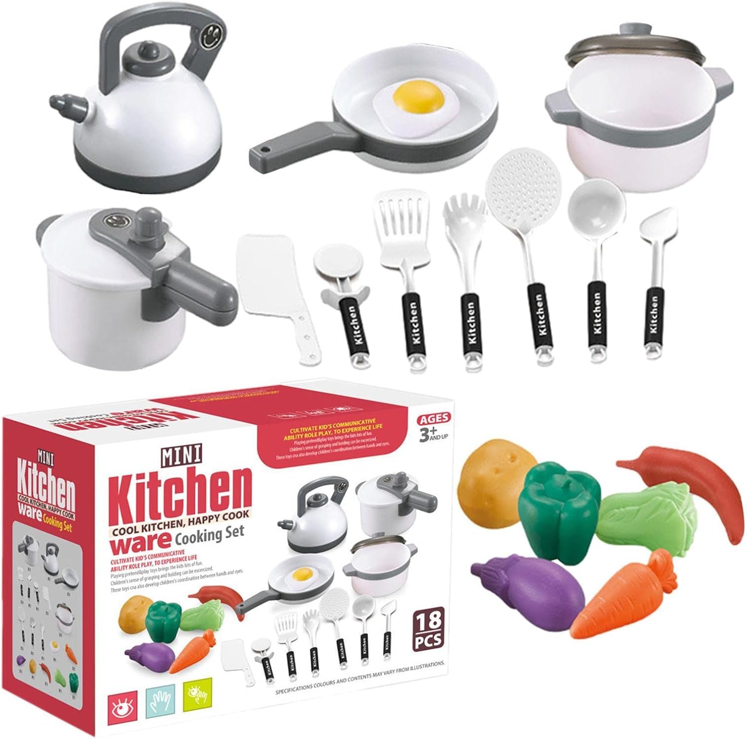 Veeteah Cooking Set for Kids, Set Pretend Food Set Kitchen Playset