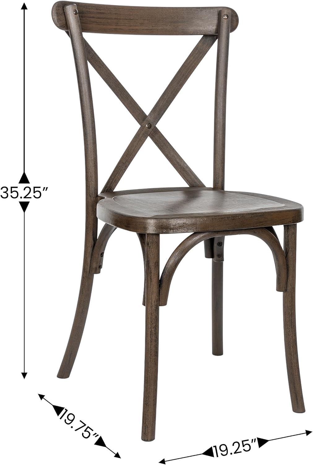 Flash Furniture Hercules Commercial Indoor/Outdoor Cross Back Chair, Wood Look, Weather-Resistant, Lightweight Design, Versatile Use, Dark Brown