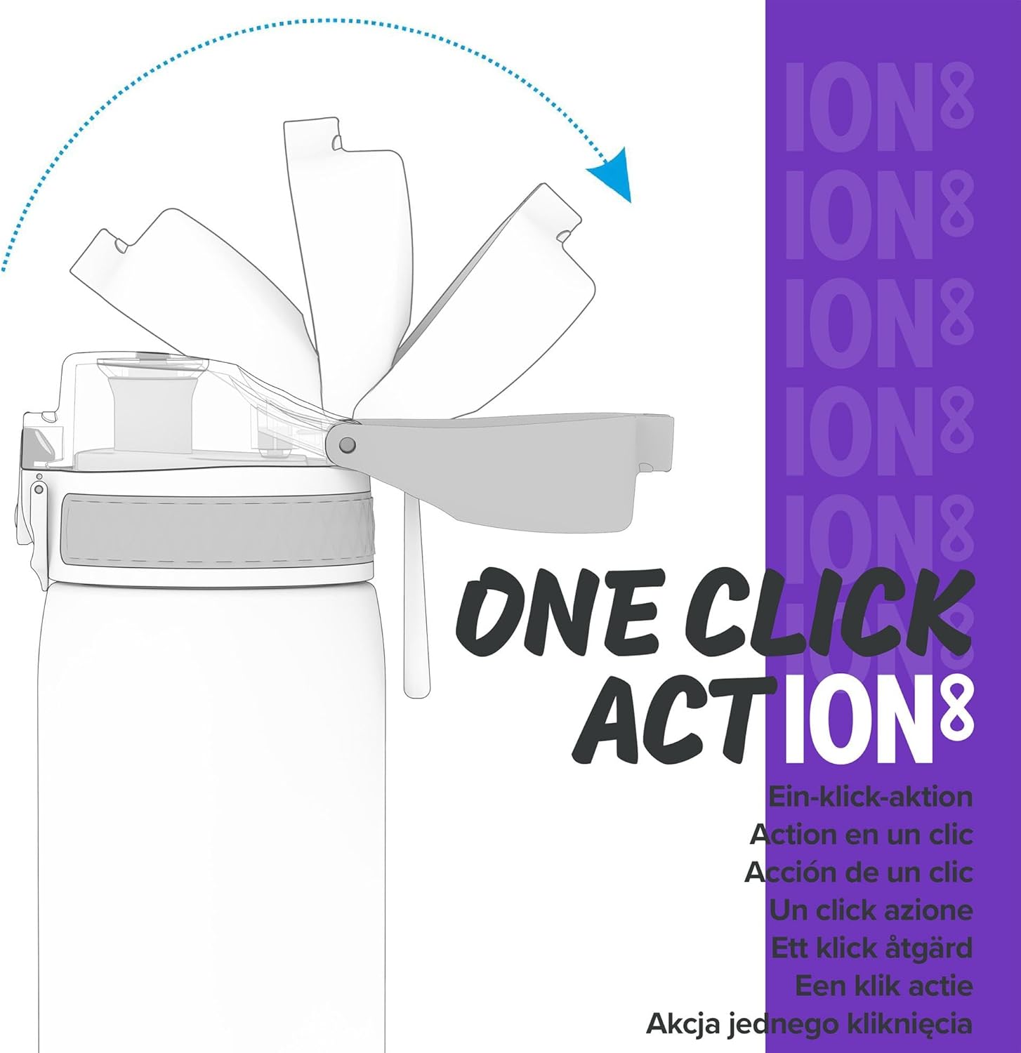 Ion8 Leak-Proof Kids Water Bottle, 350ml/12oz, Unicorn - BPA-Free Odor Resistant Recyclon Polymer with One-Touch Flip Lid, Carry Loop, No Straw - Dishwasher Safe, Cupholder/Backpack Friendly - Image 2