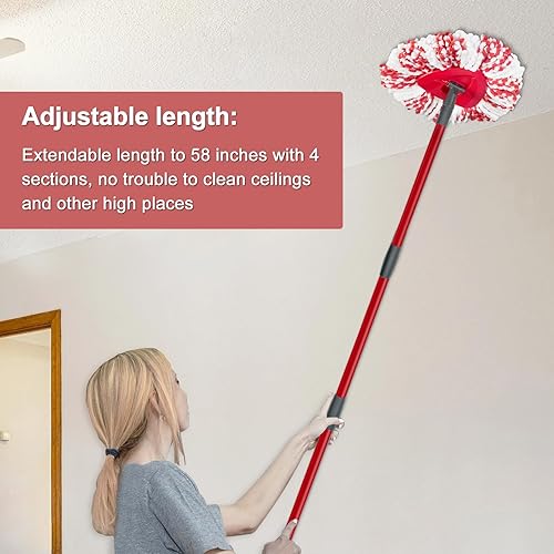 Miniatura 8 de Cabezal de repuesto para trapeador giratorio, base, mango de repuesto para sistema de 1 tanque OCedar EasyWring - Incluye 2 repuestos de microfibra,