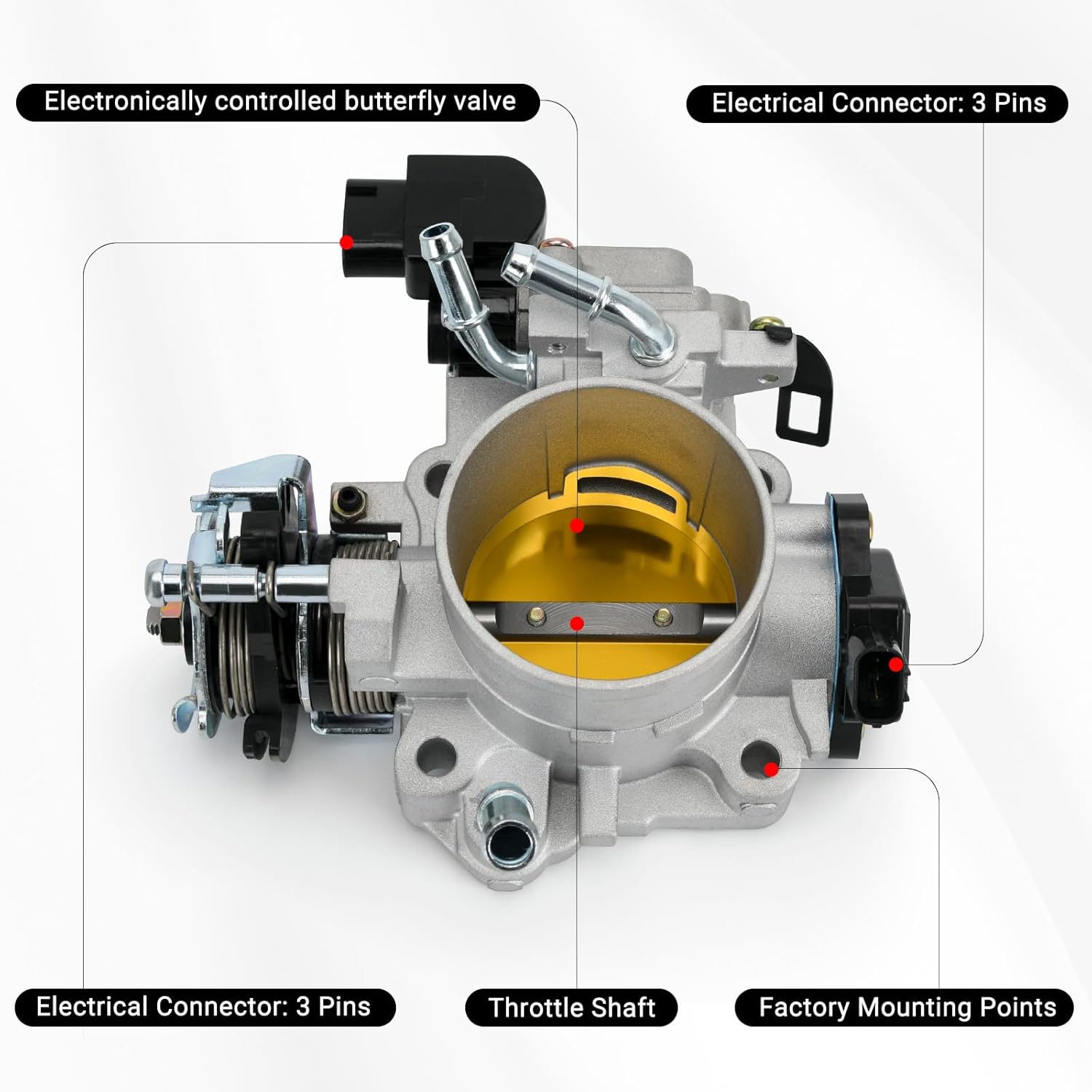 Fuel Injection Electric Throttle Body Assembly Compatible With Honda Accord DX EX LX SE 2.4L 03-05 Honda Element DX EX LX 2.4L 03-0616400RAAA61 16400RAAA62 16400RAAA63 (16400RAAA62)