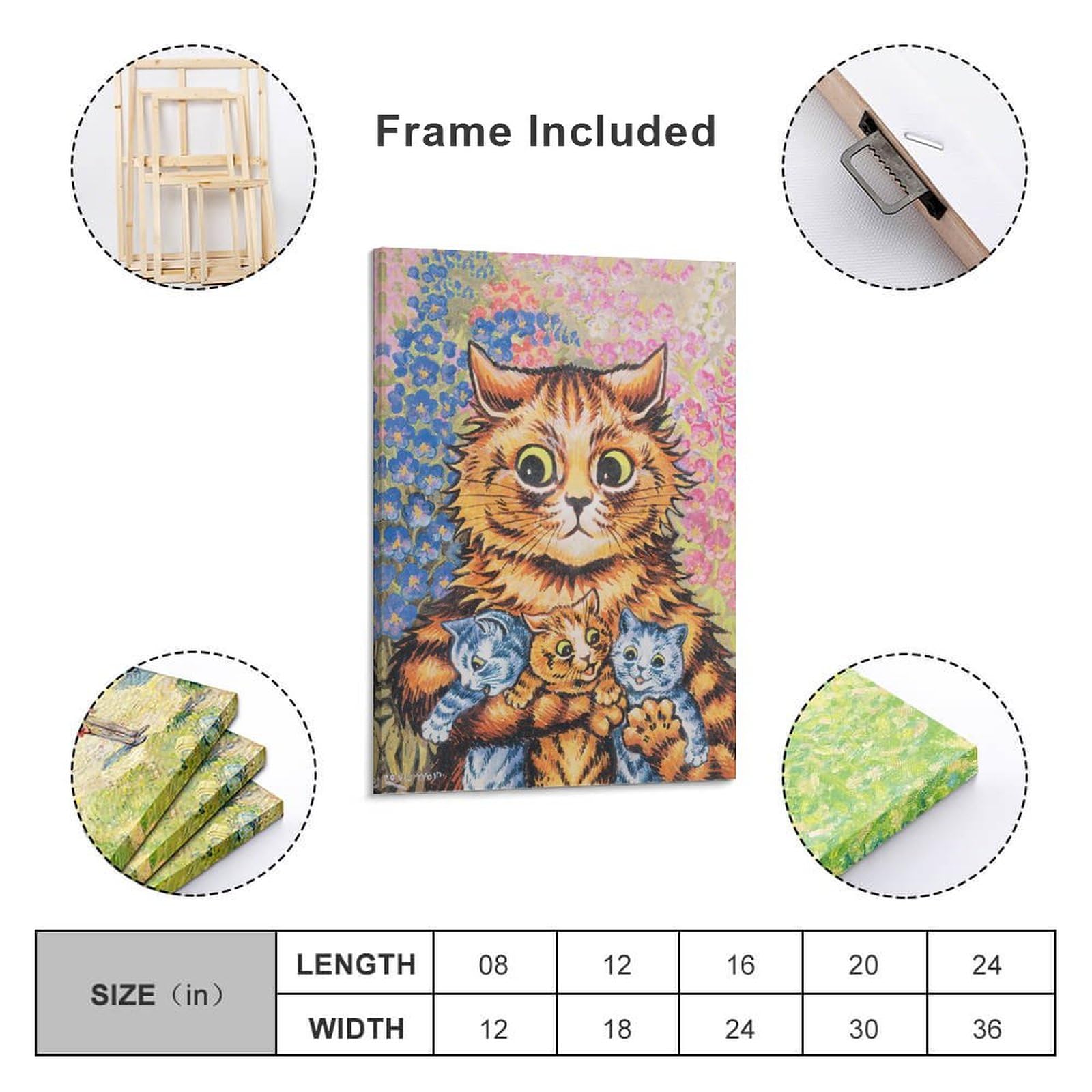 A Cat in a Sea of Flowers van Louis Wain als poster, canvas print en meer A Cat in a Sea of Flowers van Louis Wain als poster, canvas print en meer