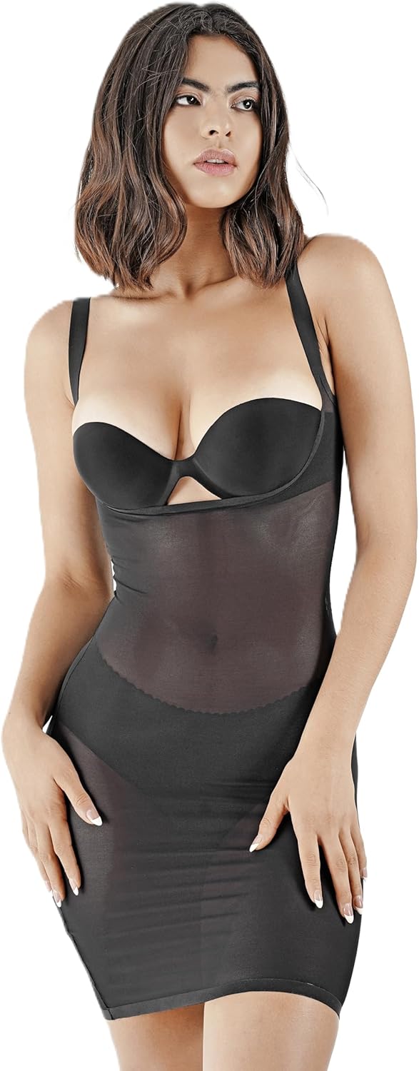 Wonderbum Braless Forming Dress Seamless Shaping Support Dress for Smooth Silhouette Black Nude Sizes S XL