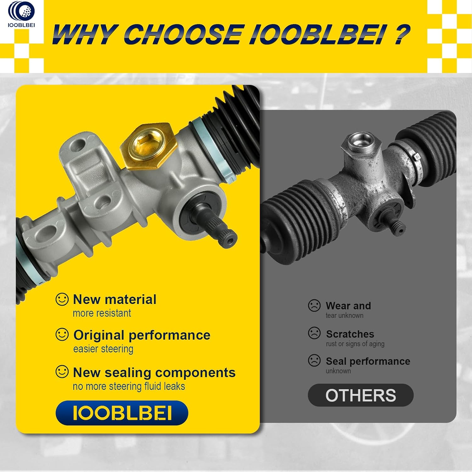 EZGO RXV Golf Cart Steering Gear Box Assembly Steering Rack fits EZGO RXV Gas & Electric Golf Carts Parts Years 2008-Up, Replace OEM# 601500, 618329