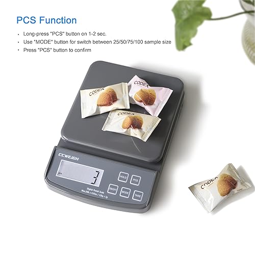 Miniatura 5 de Báscula postal de alta precisión de 26 libras0.03 oz para cocina con soporte, tara y PC, báscula de envío portátil para paquetes, pequeñas empresas