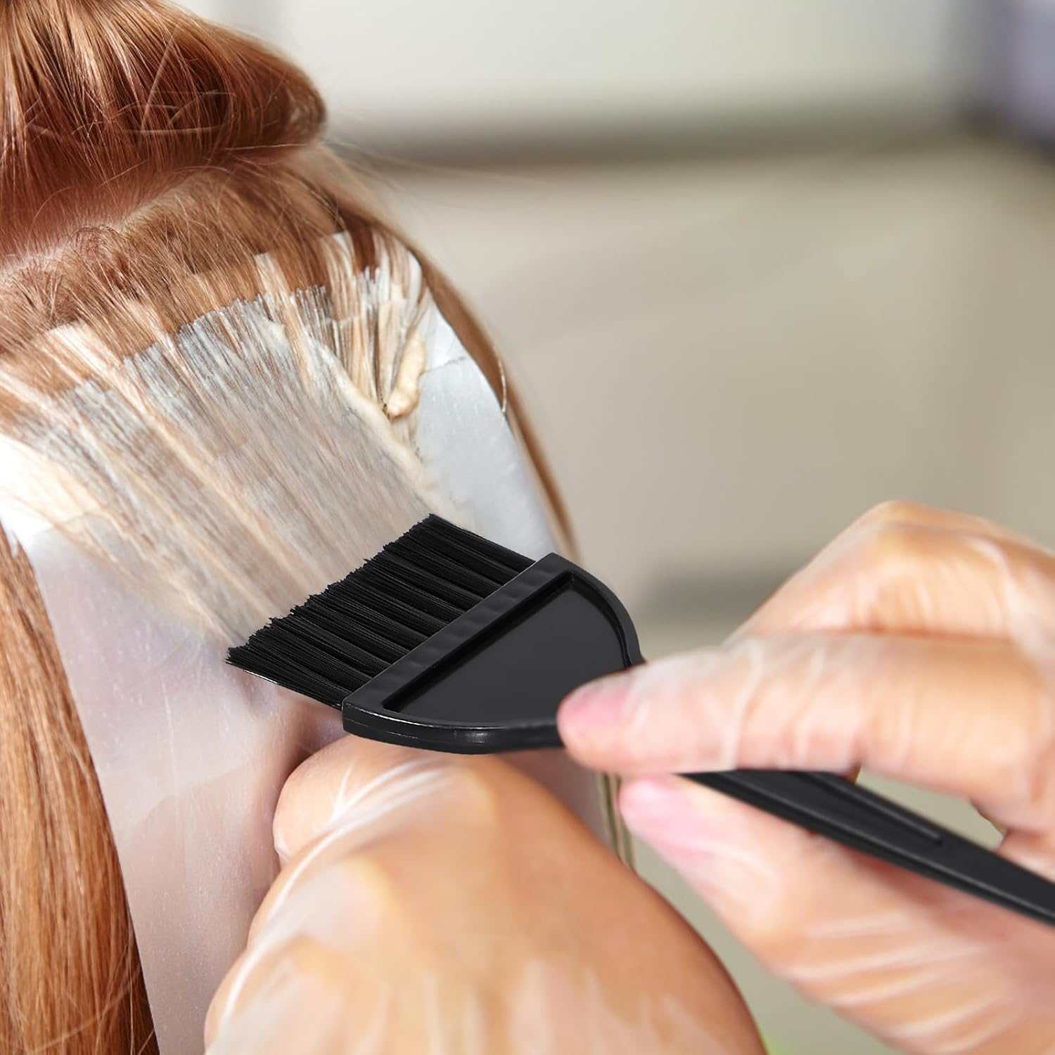 6pcs Hair Dye Brush and Highlighting Board Set with Comfortable Handle, Plastic Material, Slight Curve Design, Different Size Boards for Multi-dimensional Hair Coloring, for Home