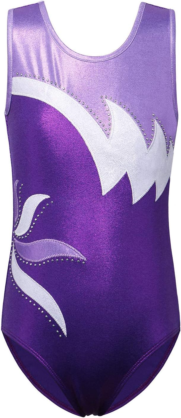 BAOHULU Girls Gymnastics Leotard Shiny Embroidery Dance Kids Children Athletic Activewear