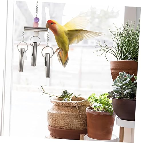 Miniatura 3 de Cadena colgante de cacatúa carillón periquito jaula de cacatúa para juguetes, sonido pájaro entretenido con soporte de loro masticable, campanas de