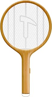 Endbug Electric Fly Swatter Racket, Hangable Mosquito Zapper, 3000V Handheld Bug Zapper Racket, Lightweight, Large Size, Battery-Operated Fly Zapper Racket, Wooden Color (2AA Battery Not Included)