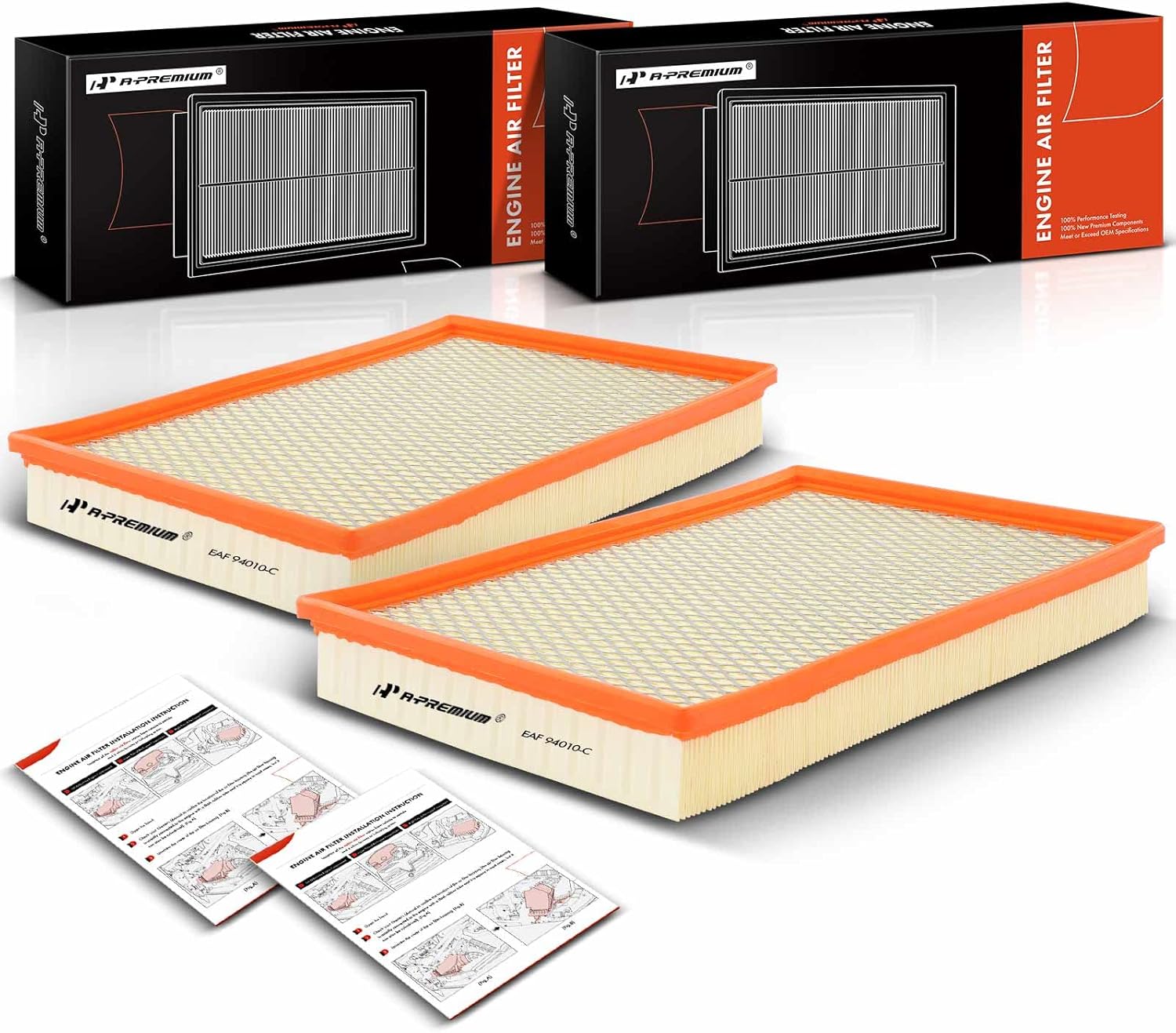 A-Premium Engine Air Filter Compatible with Dodge Ram 1500 2002-2010, Ram 2500 2003-2010, Ram 3500 2002-2009 & Ram 1500 (Classic), 2500, 3500 2011-2018, Flexible Panel Air Filter, Pack of 2