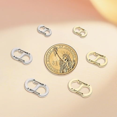 Vista 6 de 18 piezas de cierre de langosta de doble apertura, 3 tamaños de oro y plata, conectores de acero inoxidable para fabricación de joyas