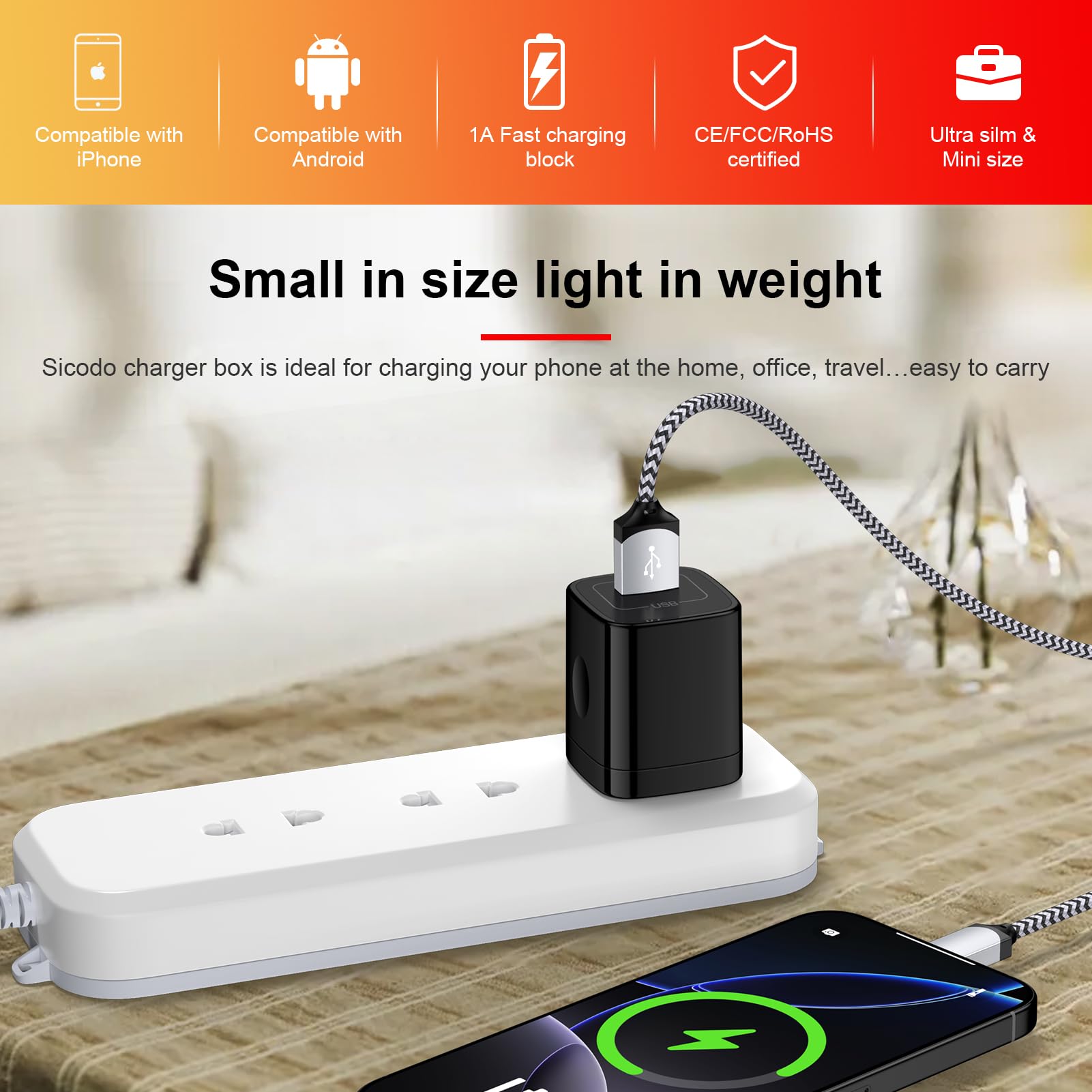 USB Charger Block, 5V 1A Power Adapter USB Wall Plug Charging Box Cube for Samsung Galaxy S25/S24/S23/S22/S21/S20/S10, USBs Plugs for Wall Outlet for iPhone 16e16/15/14/13/12/11/SE/XR, Google Pixel 9