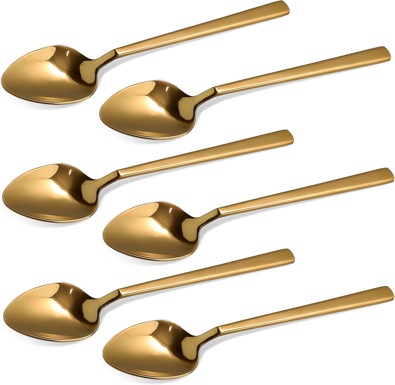 CAMRI Gold Teaspoons Set of 6 Stainless Steel Tea Spoons, 6.2 inches