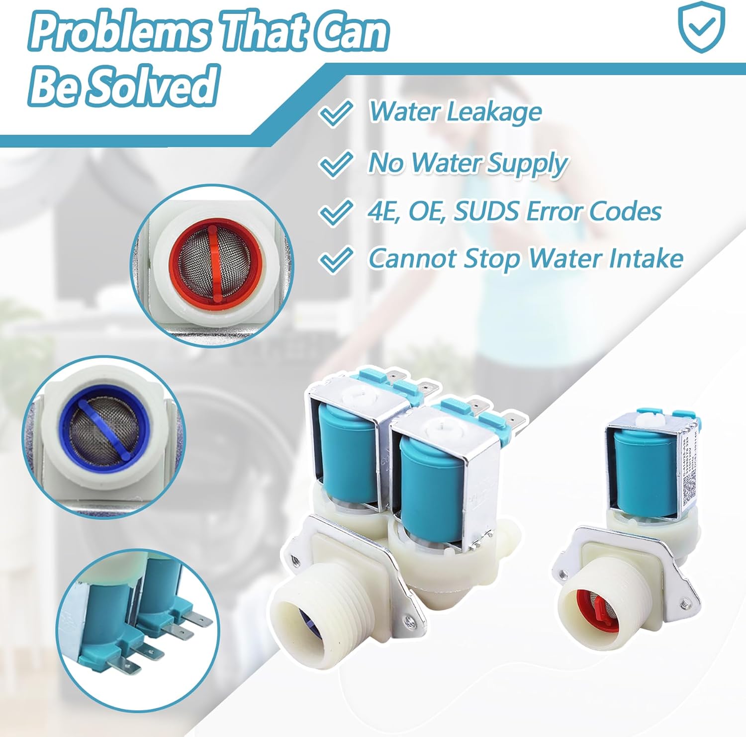 Washer Water Inlet Valve Fit for Sam-sung WF42H5000AW WF45B6300AC WF45R6100AW WF42H5200AW WF42H5200AW/A2 for Kenmore Washing Machine 40249032010 40249032011 40249032012