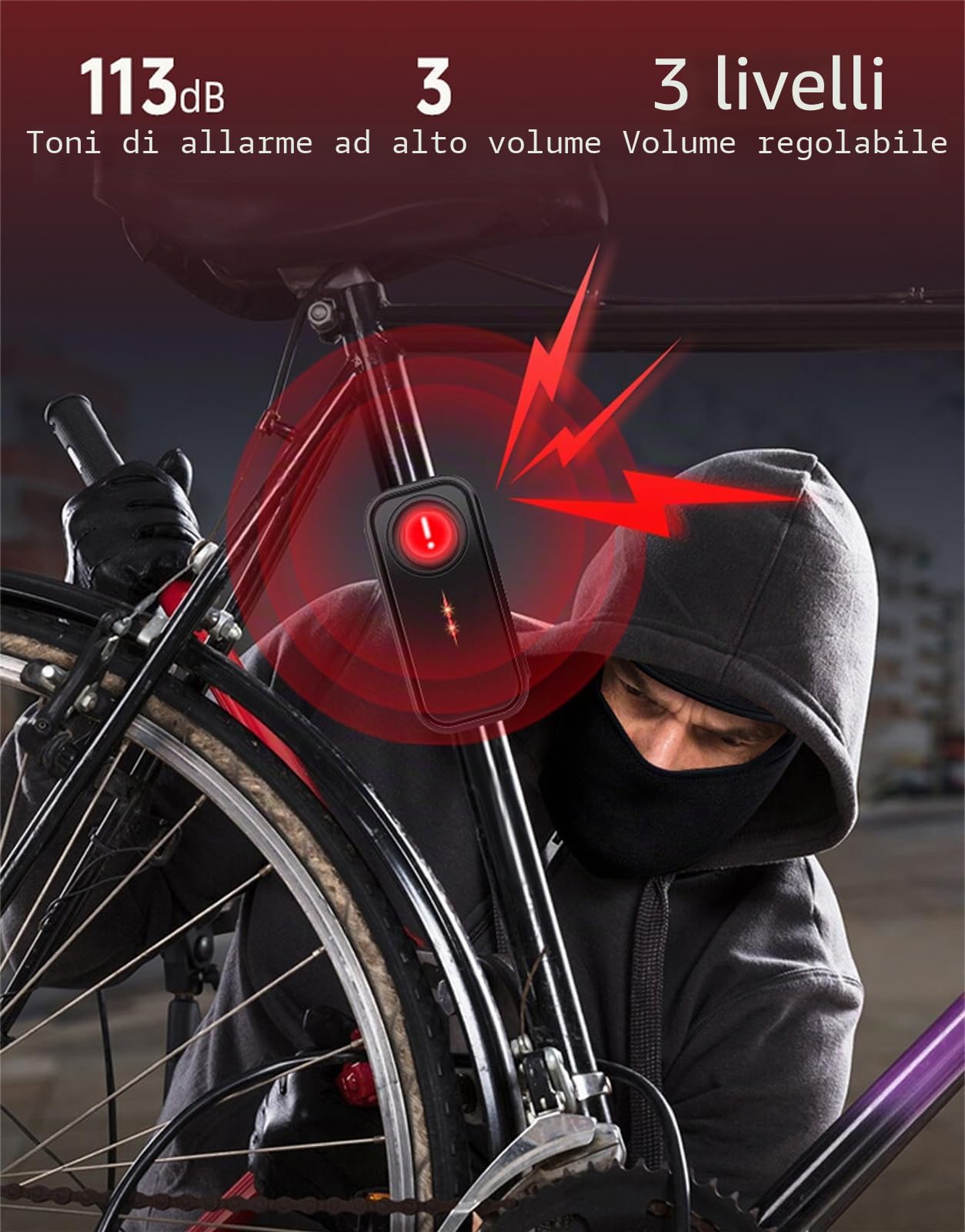 Mengshen Allarme Antifurto a Vibrazione 113dB Impermeabile per Bici Elettrica Moto Auto