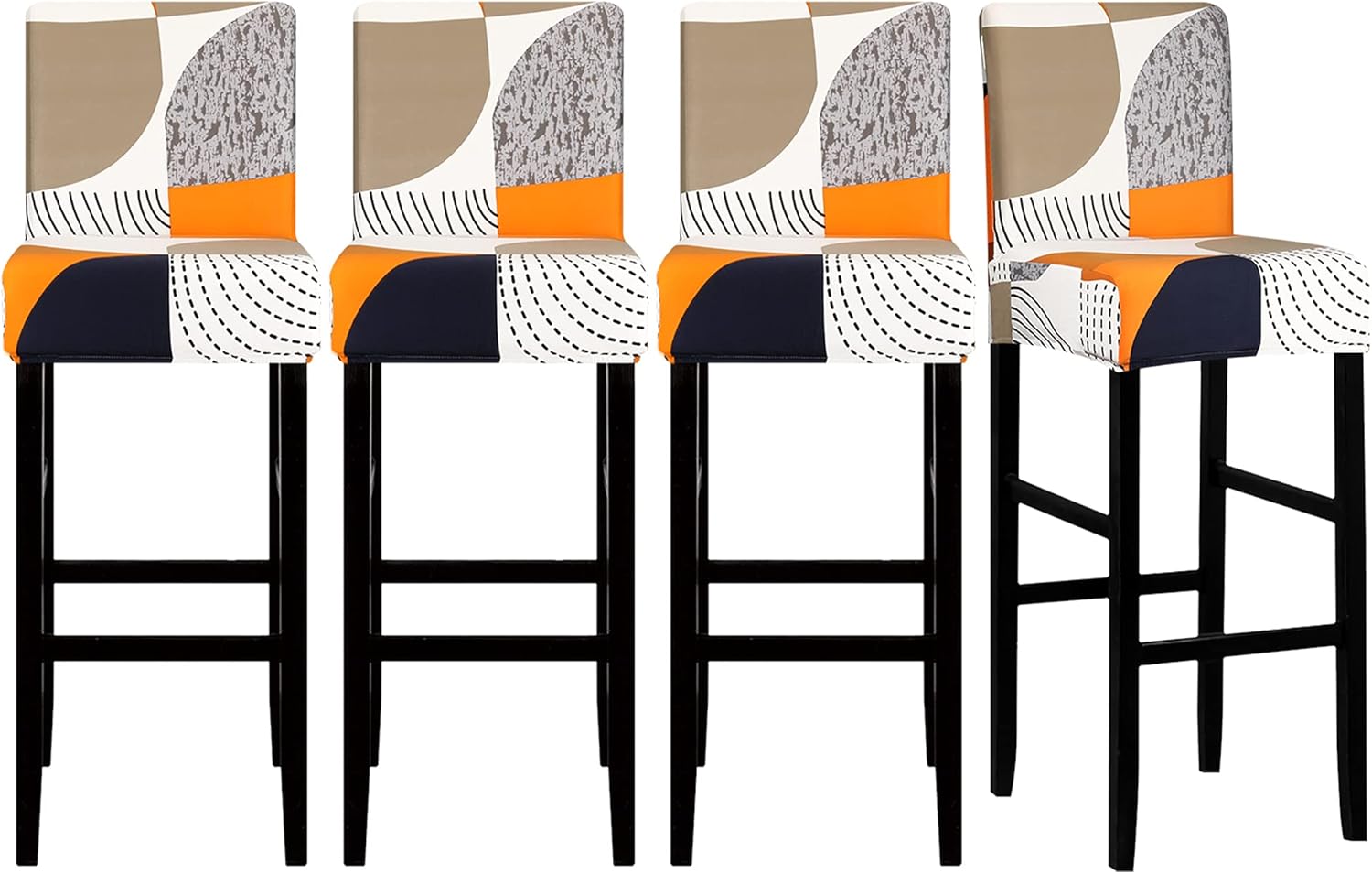 Lellen Jacquard Bar Chair Stool Cover - 4 Pack Stretch Chair Slipcover Pattern for Short Swivel Dining Chair-Counter Height Side Chairs(348K)