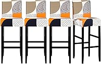 Vista 29 de Lellen Juego de 2 fundas para taburetes de bar, fundas jacquard para taburetes de bar, fundas deslizables elásticas para taburetes de bar