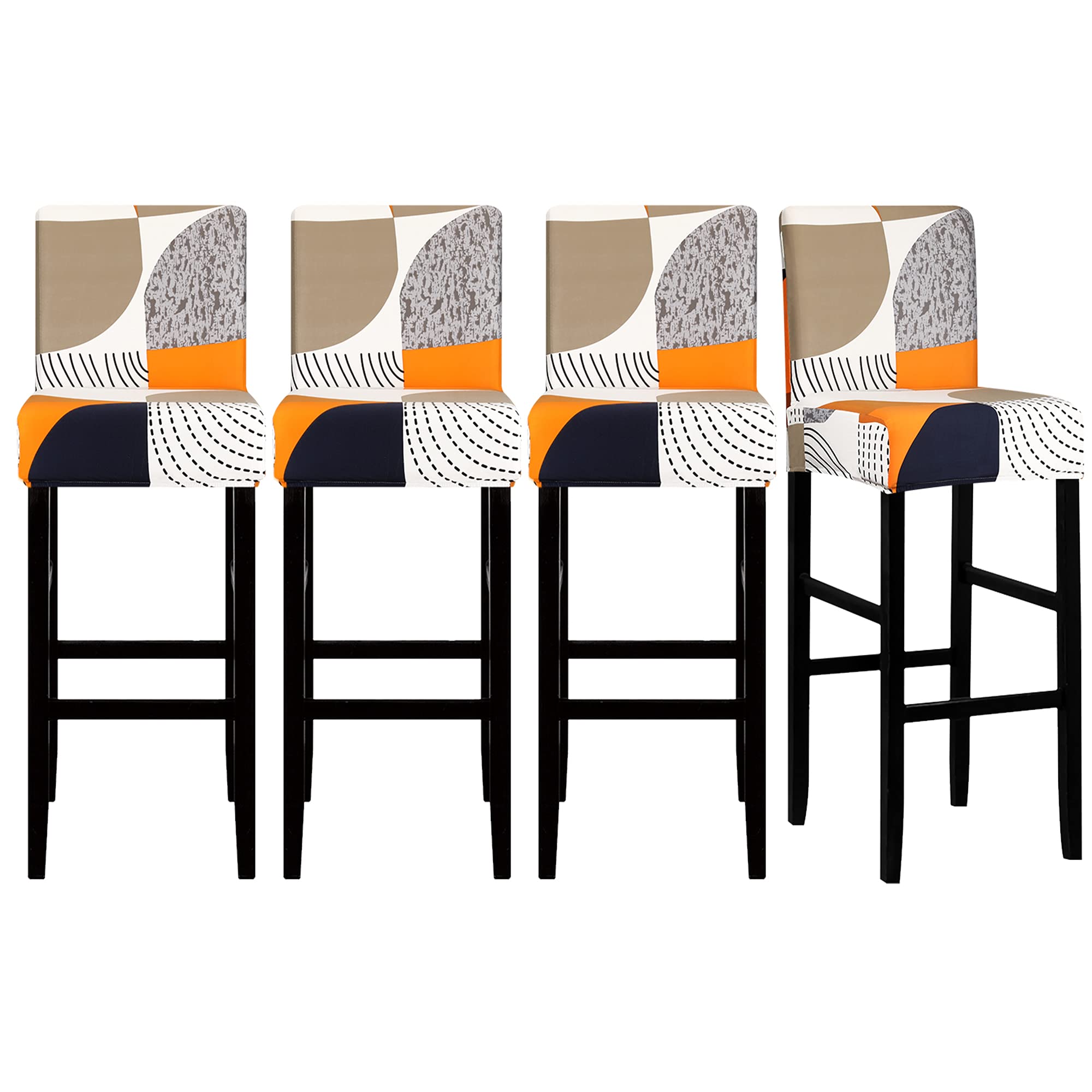 Lellen Jacquard Bar Chair Stool Cover - 4 Pack Stretch Chair Slipcover Pattern for Short Swivel Dining Chair-Counter Height Side Chairs(348K)