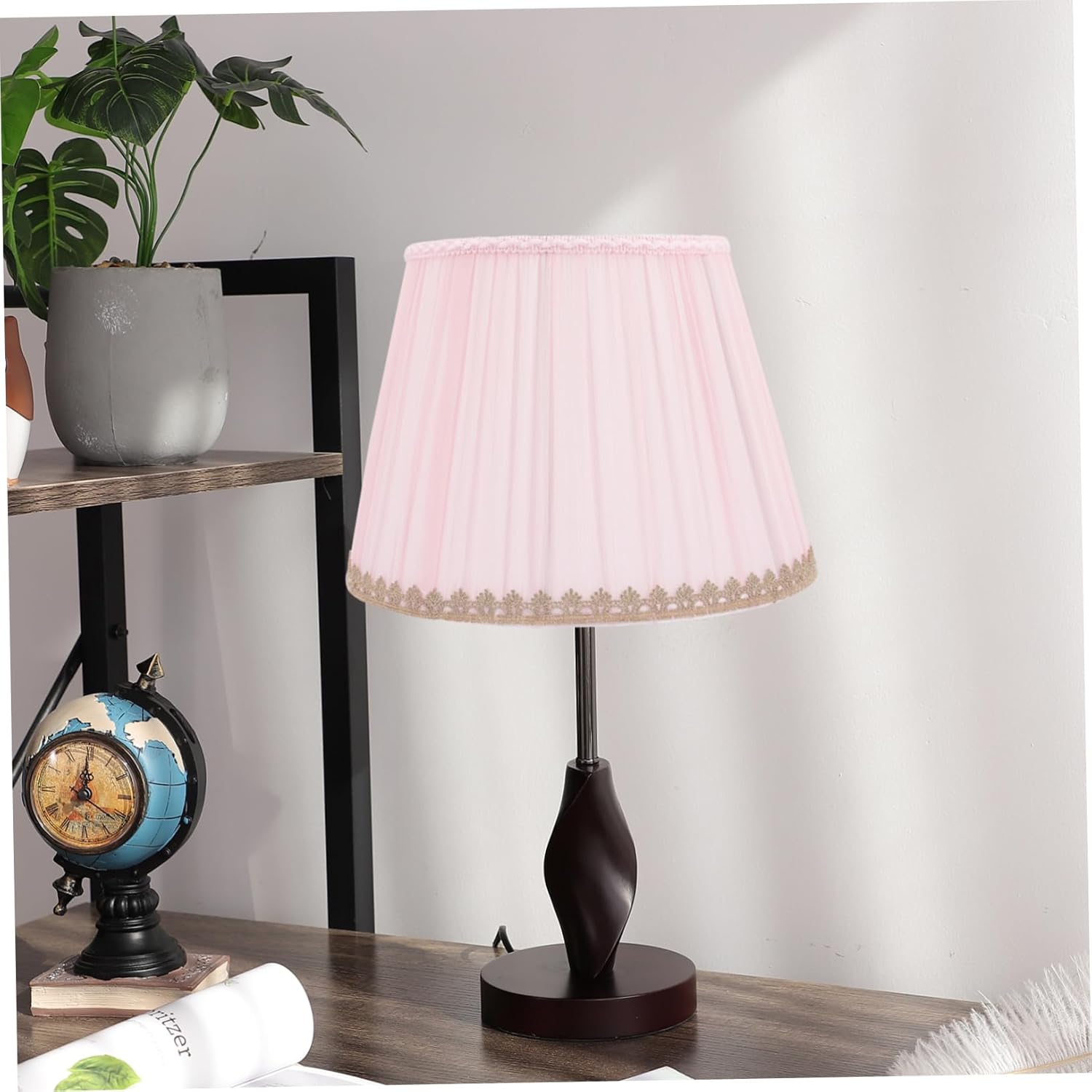 DOITOOL Lamp Shade Light Socket Vintage Cloth Tabletop Light Cover Handmade Knitting Design Elegant Replacement for Home Hotel Decor Easy to Install