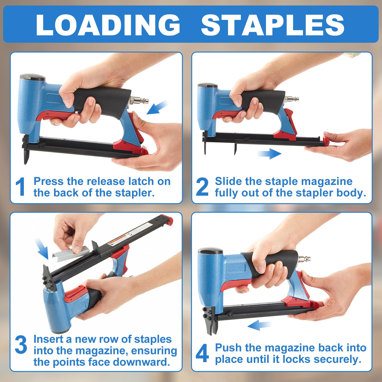 Lanties Pneumatic Upholstery Stapler - 190 Staple Capacity -6 Lanties Pneumatic Upholstery Stapler - 190 Staple Capacity -6