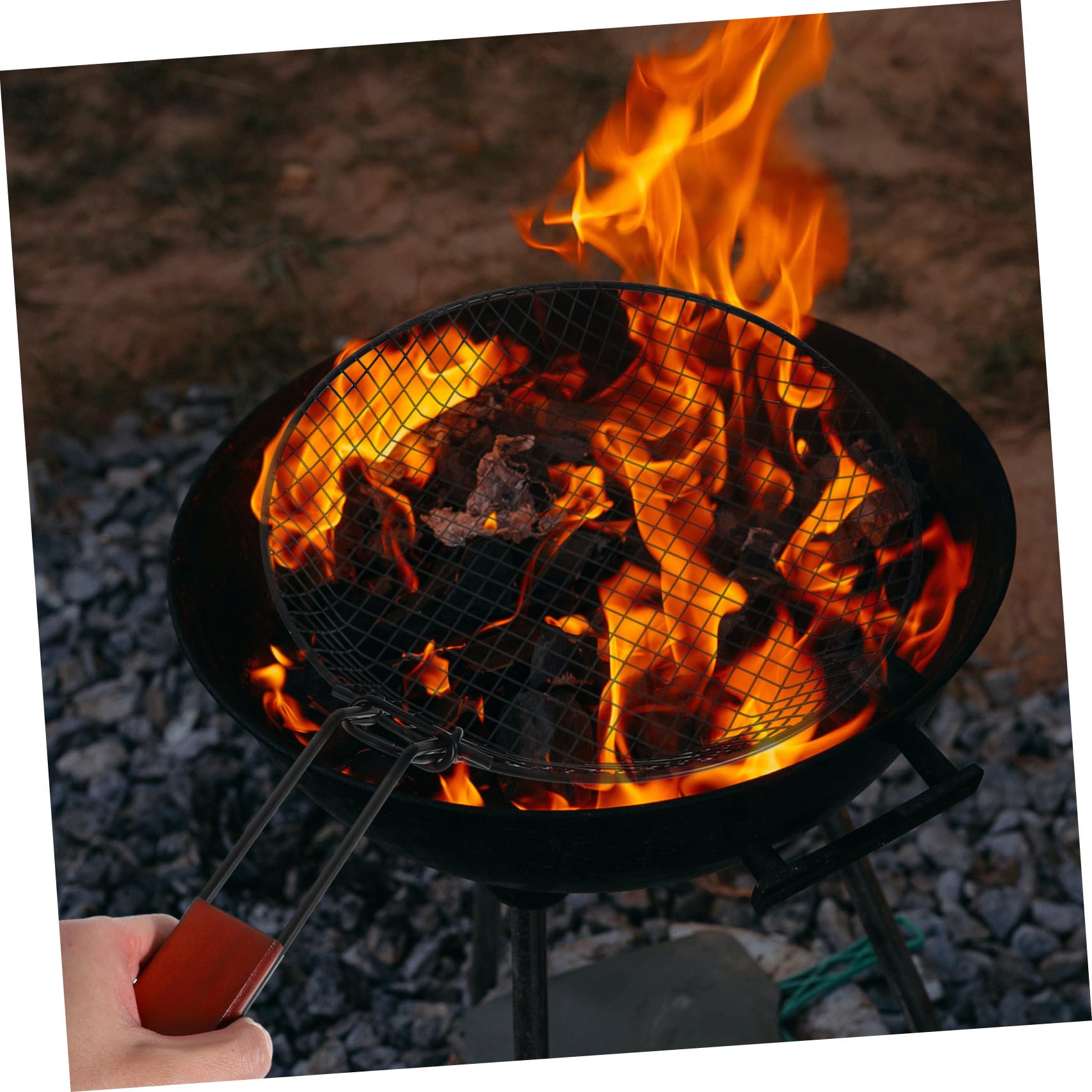 Mobestech Cestino Per Acciaio Al Carbonio Cestello Pieghevole Per Grigliare Verdure e Cibi Accessorio Da Campeggio Compatibile Varie