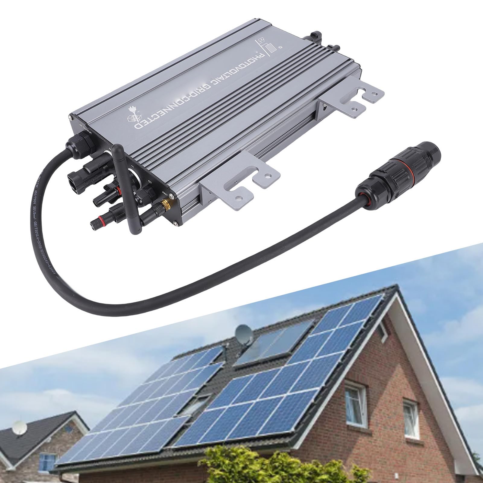 Inverter per Collegamento alla Rete da 1000 W, WiFi e Limitatore di Potenza, Inverter Solare MPPT, Ingresso 60 V CC, Uscita 1200 W, per la Casa