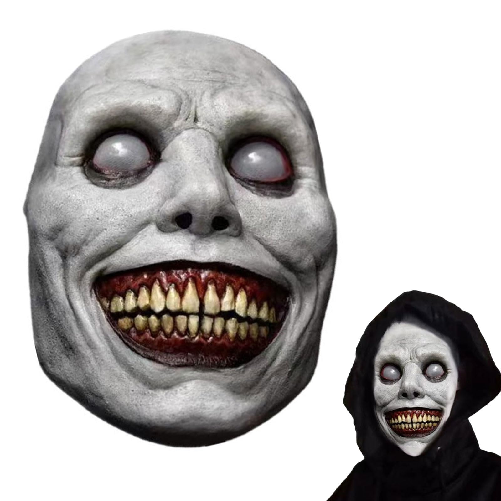 SSKHE Halloween Exorcist Smile Mask,Creepy Horror Evil Face,Scary Masquerade Halloween Mask,Smiling Demon Scary Clown Cosplay for Cosplay Props and Party Costume Accessories