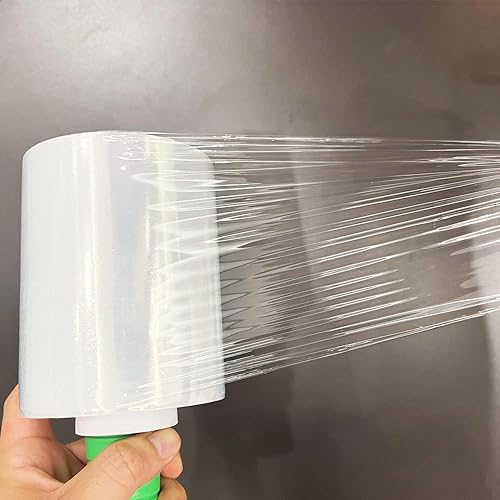 Miniatura 5 de Paquete de 2 mini películas elásticas industriales transparentes calibre 80, 5.1 pulgadas, 1000 pies para envoltura de paletas con mango de