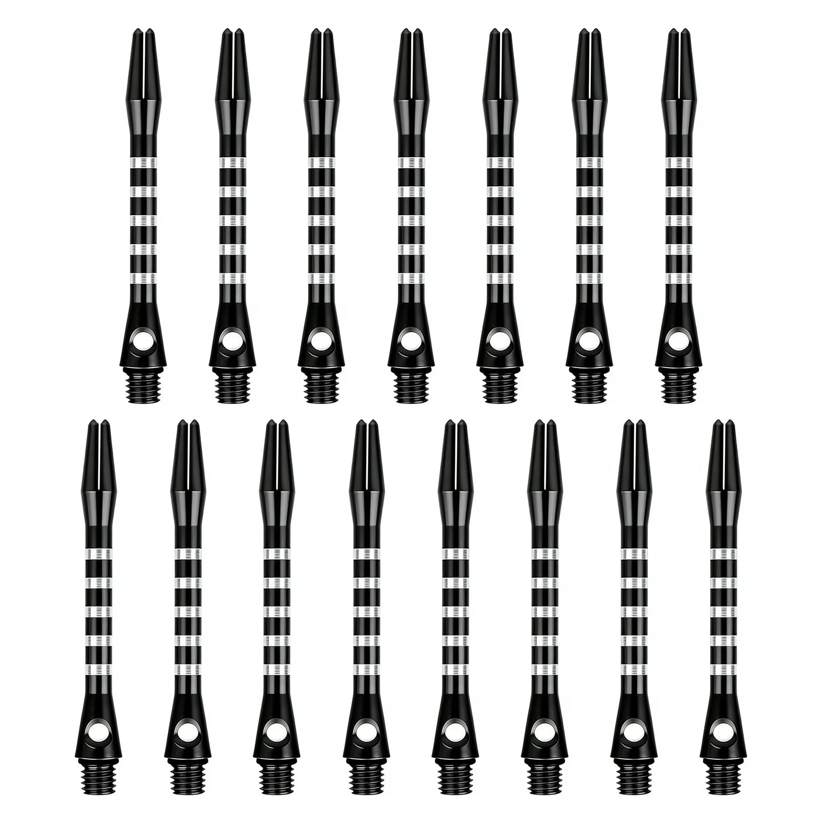 15 Pcs Aluminium Dart Shafts, Metal Dart Stems, 2BA Thread Dart Stems Replacement Set for Steel Tip and Soft Tip Darts, Durable Dart Shafts Anti-Bend Dart Accessories for Professional Players Black