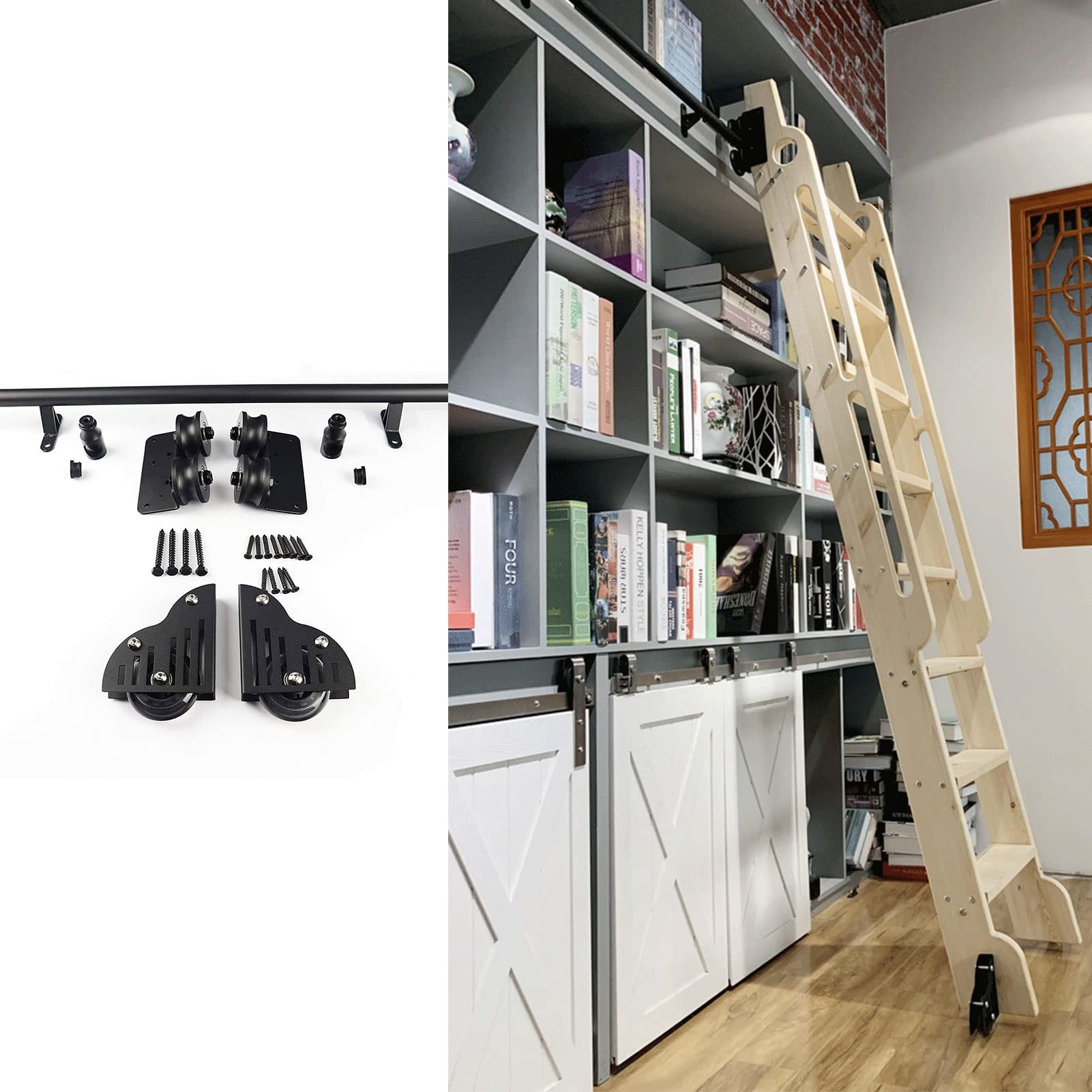 Rouleau coulissant MiroDo 20ft et kit de matériel en acier noir